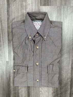 Schaefer Sharper Shooter Chocolate Made USA Western Long Sleeve Button - Small